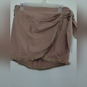 Showpo Elegant Tan Wrap Skirt With Shorts
